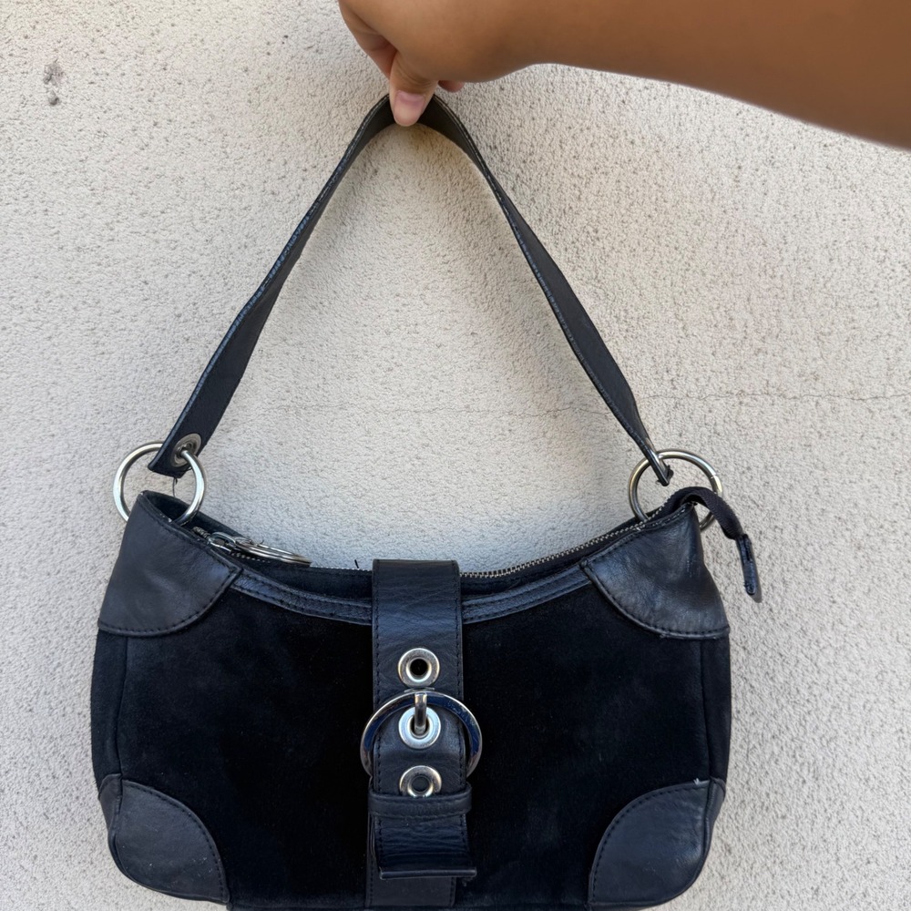 Vintage Y2K Bath & Body Works Black Suede Buckle Shoulder Bag Limited Ed Purse